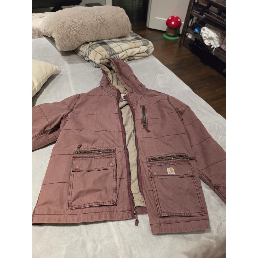 Carhartt Womens Hooded Quilted Lined Work Jacket Mauve Pink XXL 100667 643